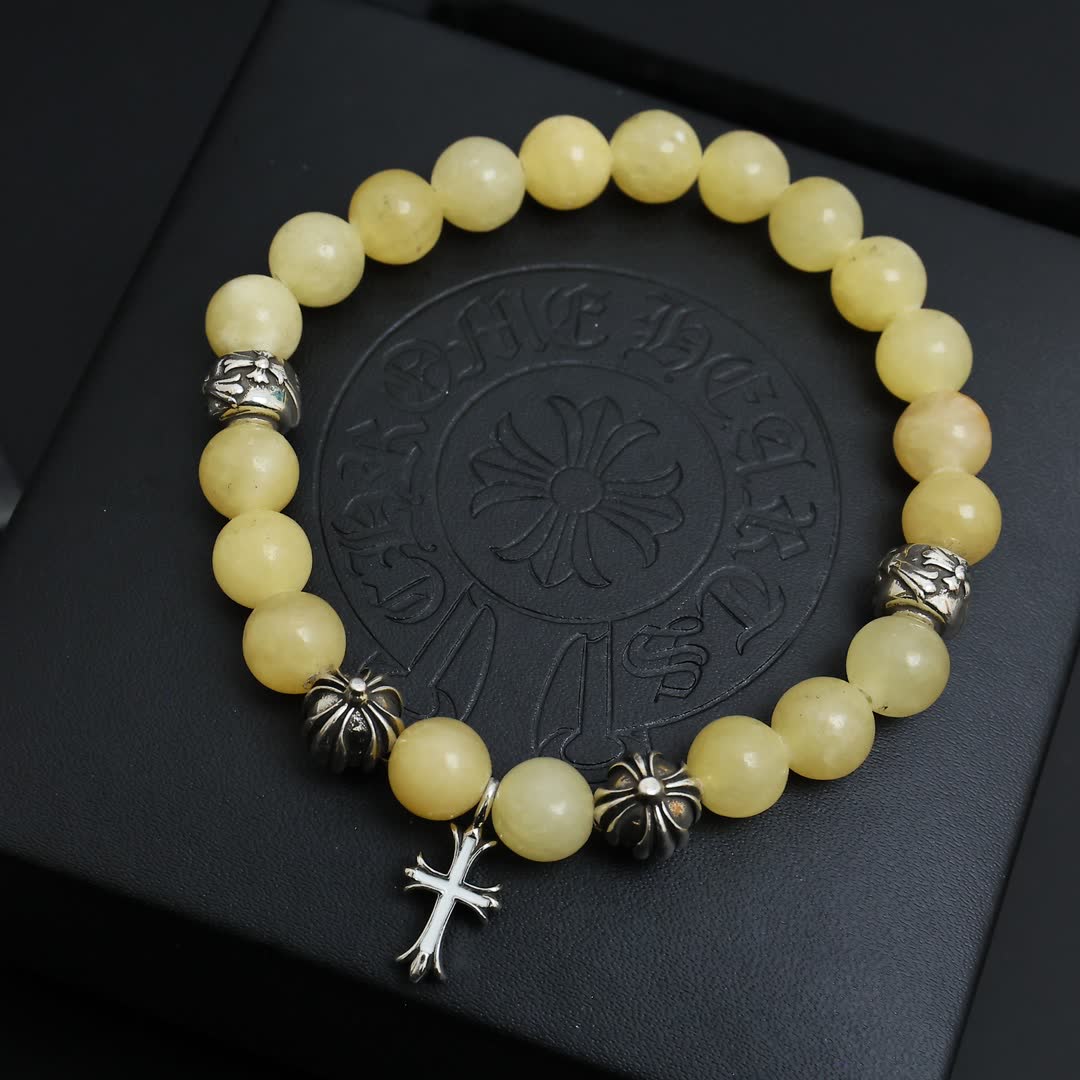 Chrome Hearts Silver Cross Charm Bracelet